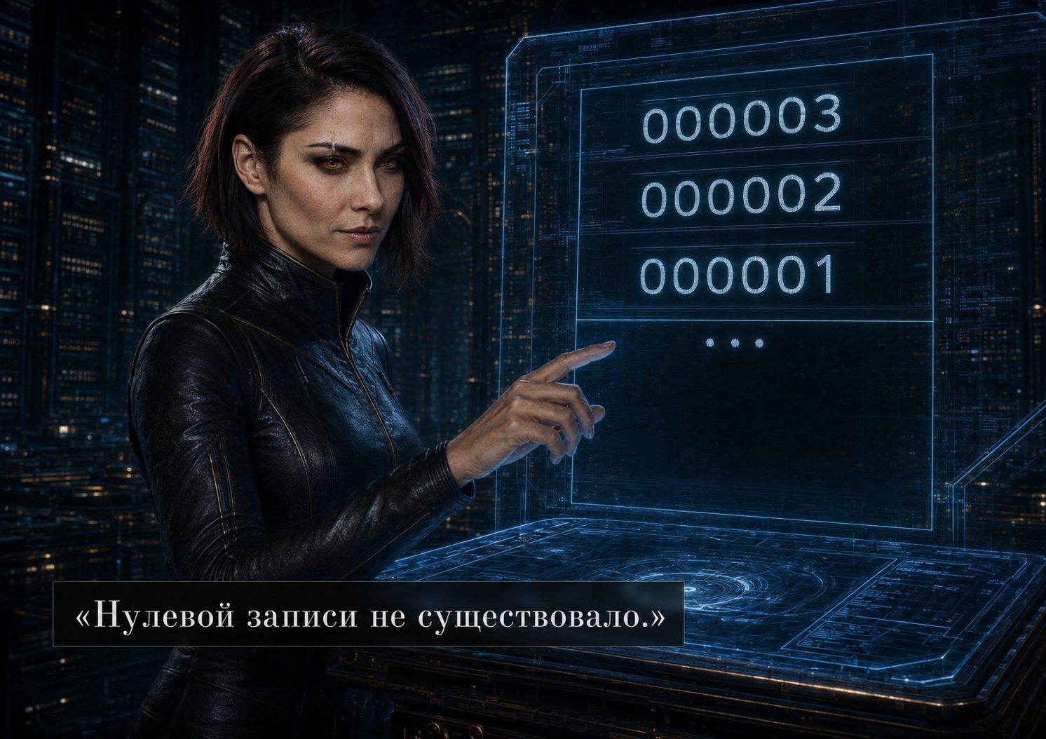 Лира указывает на список записей Архива 000003, 000002, 000001 — нулевой записи не существовало