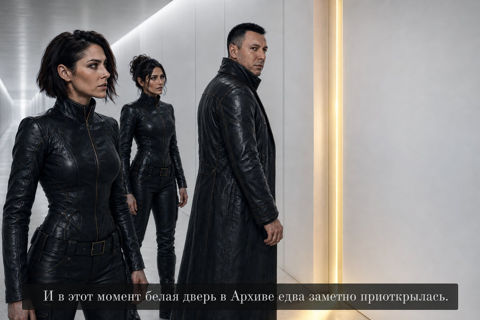Белая дверь Архива едва приоткрывается, изнутри пробивается золотистый свет