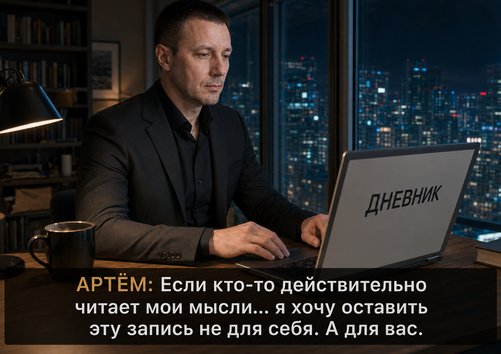 Земной Артём начинает писать «Дневник» — «Если кто-то действительно читает мои мысли, я хочу оставить эту запись не для себя. А для вас»