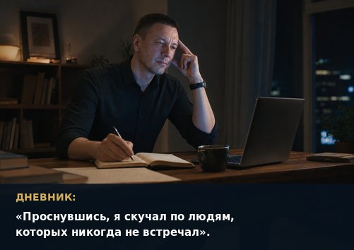 Земной Артём пишет в дневнике ночью — «Проснувшись, я скучал по людям, которых никогда не встречал»