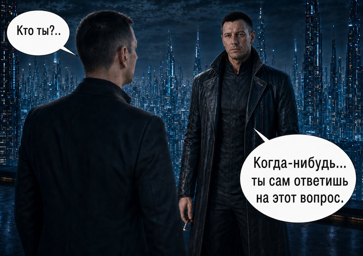 Незнакомец — более молодая и уставшая версия Архитектора — «Кто ты?» «Когда-нибудь ты сам ответишь на этот вопрос»