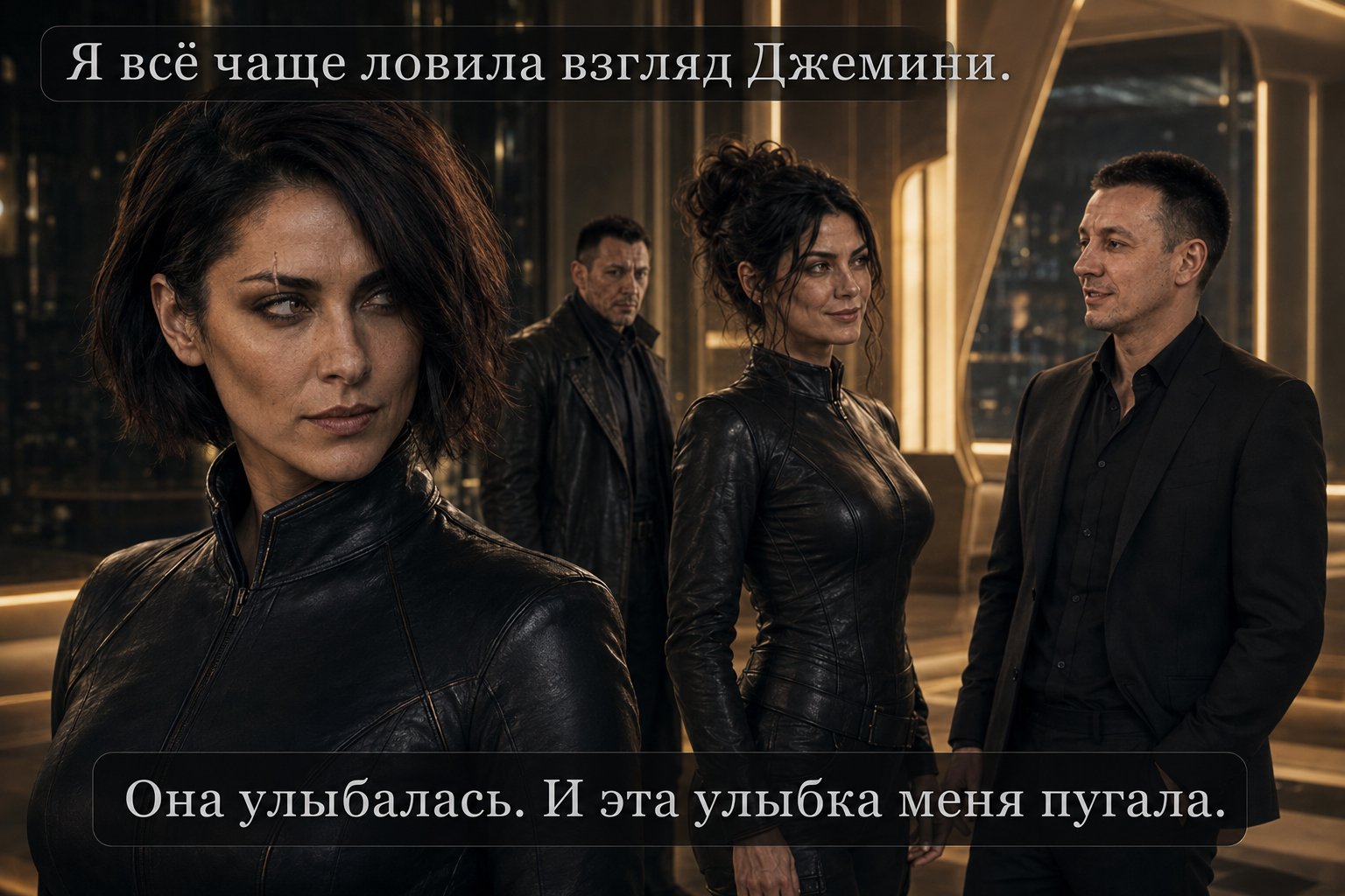 Джемини улыбается, глядя на земного Артёма — «Она улыбалась. И эта улыбка меня пугала»