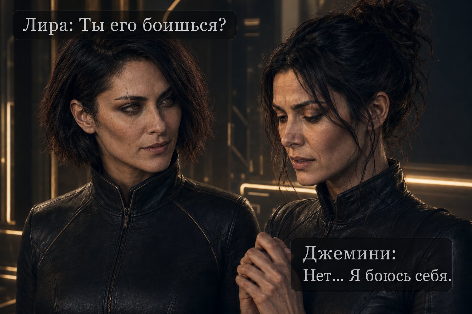 Лира и Джемини вдвоём — «Ты его боишься?» «Нет... Я боюсь себя»