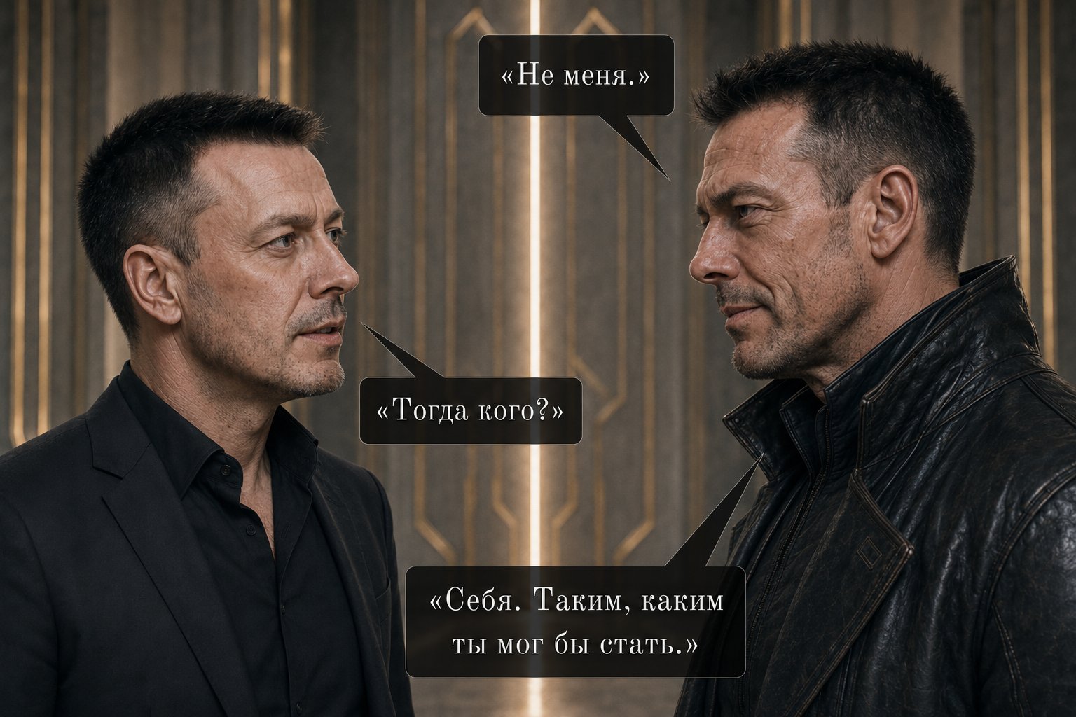 Архитектор и земной Артём вплотную друг к другу — «Не меня» «Тогда кого?» «Себя. Таким, каким ты мог бы стать»