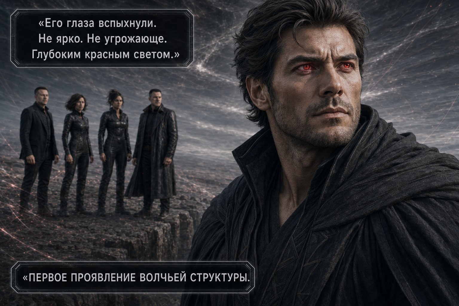 Глаза Первого Архитектора вспыхивают глубоким красным волчьим светом — «Первое проявление волчьей структуры»