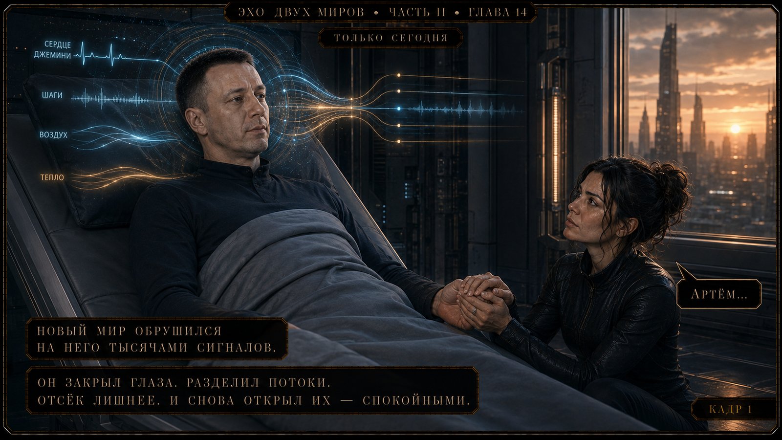 Джемини поднялась перед ним на колени и, не сдерживая слёз, прижала его ладонь к своей щеке.