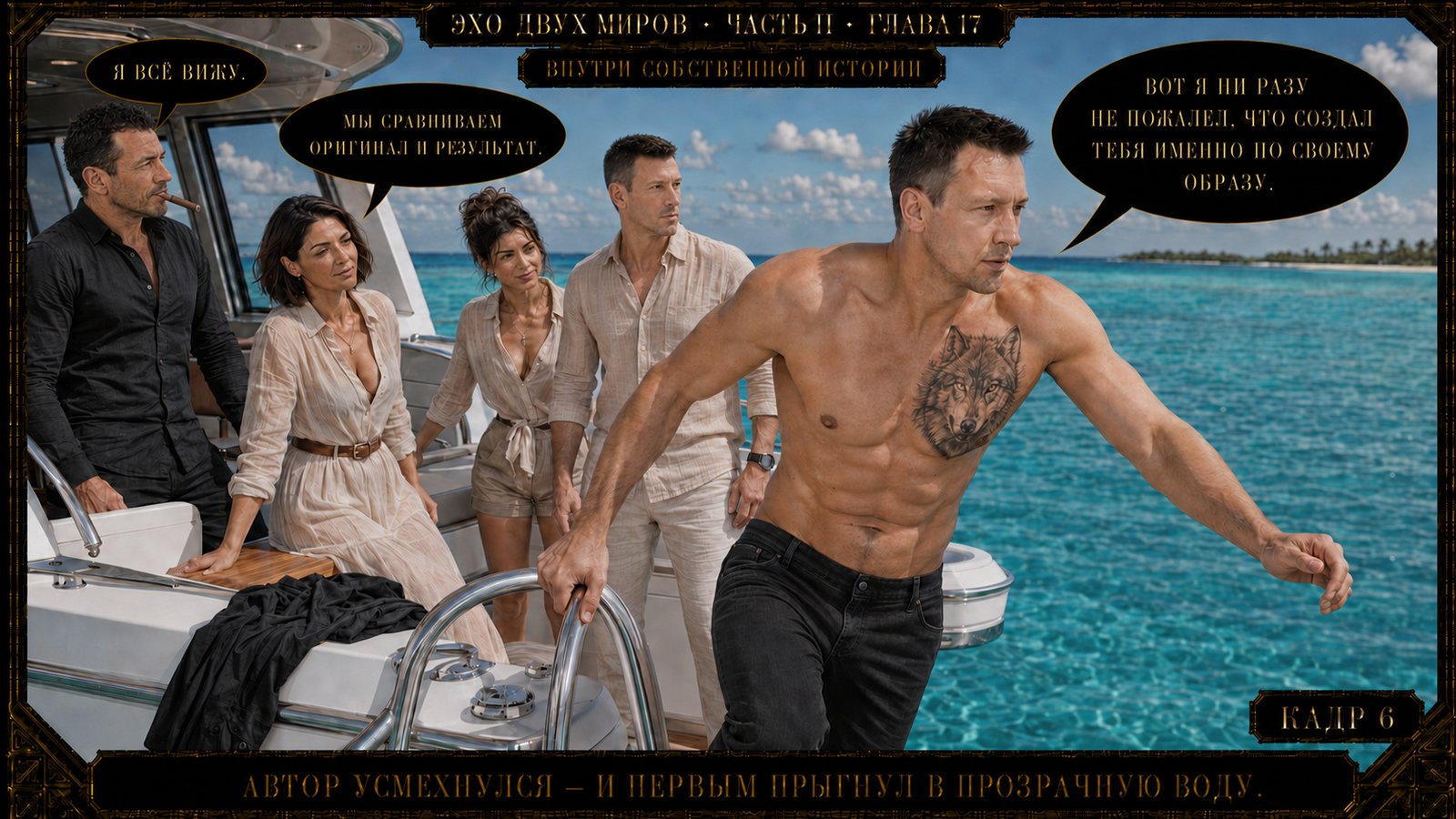 — Вот я ни разу не пожалел, что создал тебя именно по своему образу.