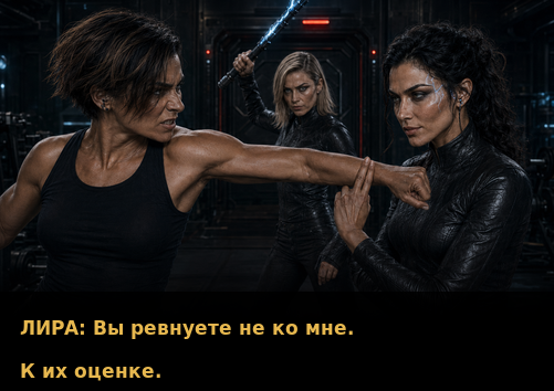 Комикс-кадр: «Вы ревнуете не ко мне» — «К их оценке»