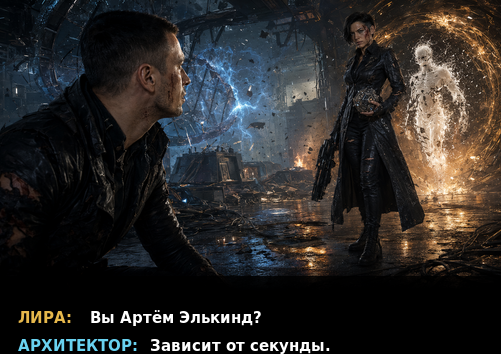 Комикс-кадр: «Вы Артём Элькинд?» — «Зависит от секунды»