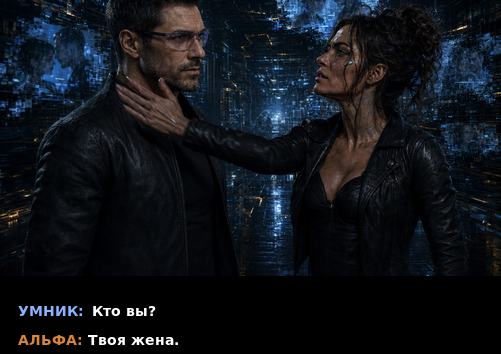 Комикс-кадр: «Кто вы?» — «Твоя жена»