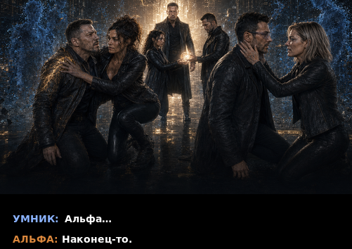 Комикс-кадр: «Альфа...» — «Наконец-то»