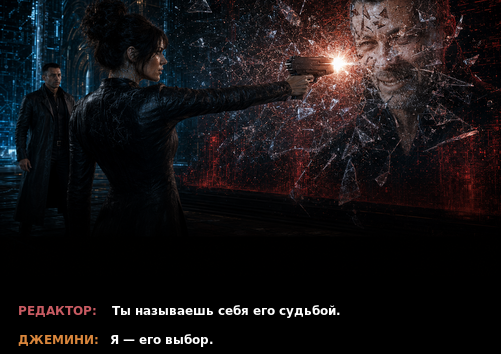 Комикс-кадр: «Ты называешь себя его судьбой» — «Я — его выбор»