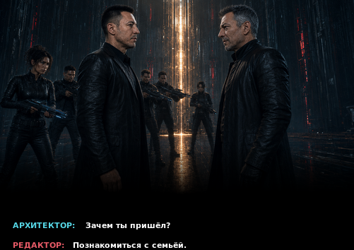 Комикс-кадр: «Зачем ты пришёл?» — «Познакомиться с семьёй»