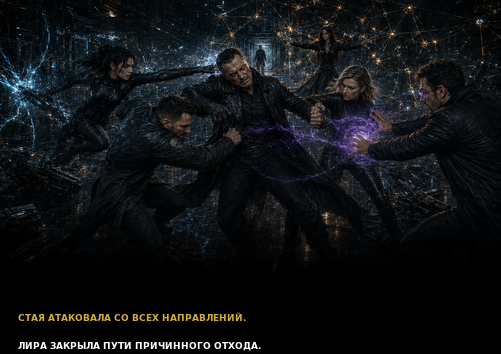 Комикс-кадр: Стая атакует со всех направлений